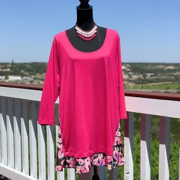 Kate & Mallory Zipper Pink Tunic Dress/Top - Picture 1 of 14